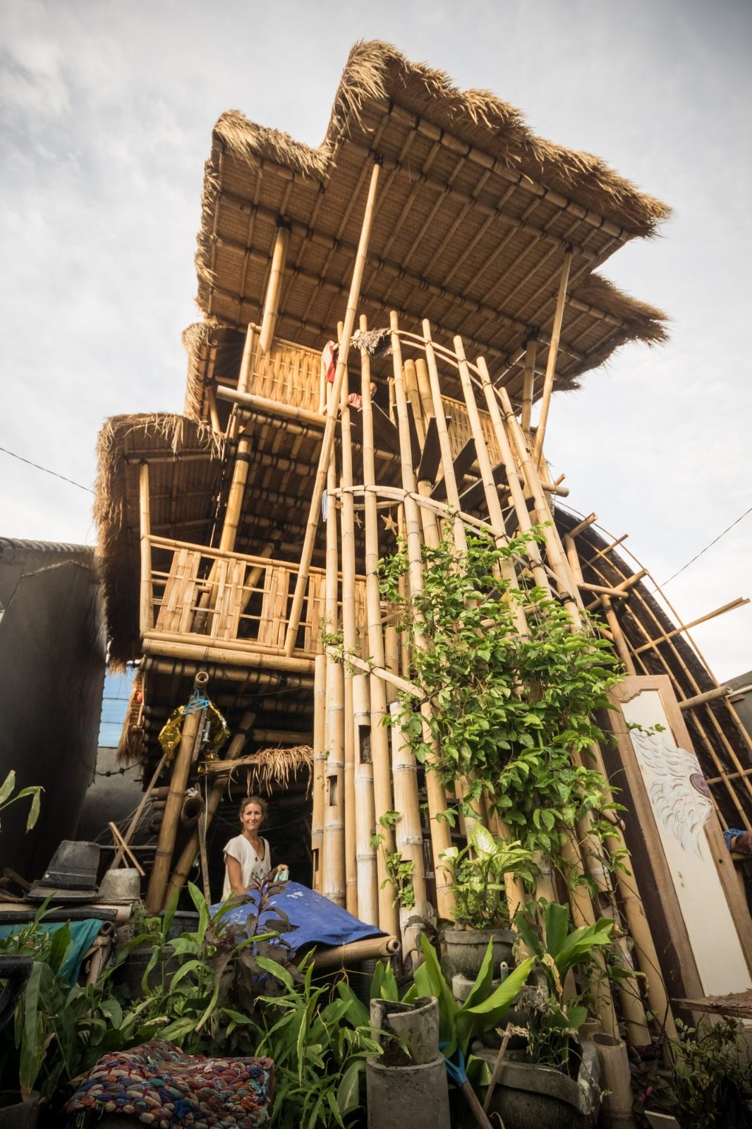 View of the facade of Freyr’s Bamboo Home in Denpasar