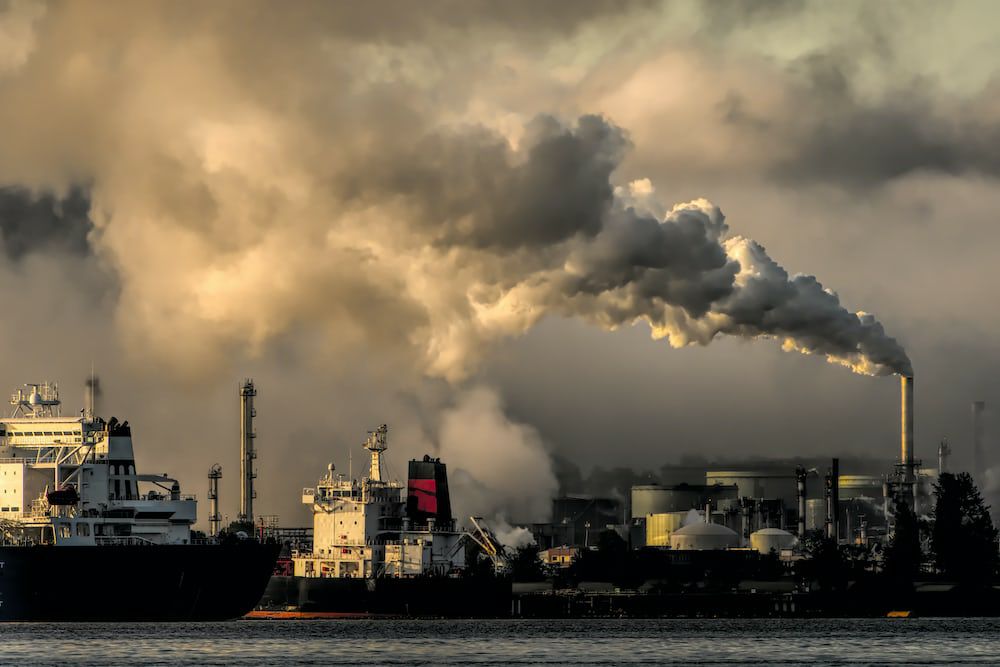 Skyscape of coal-fired power plant emissions 