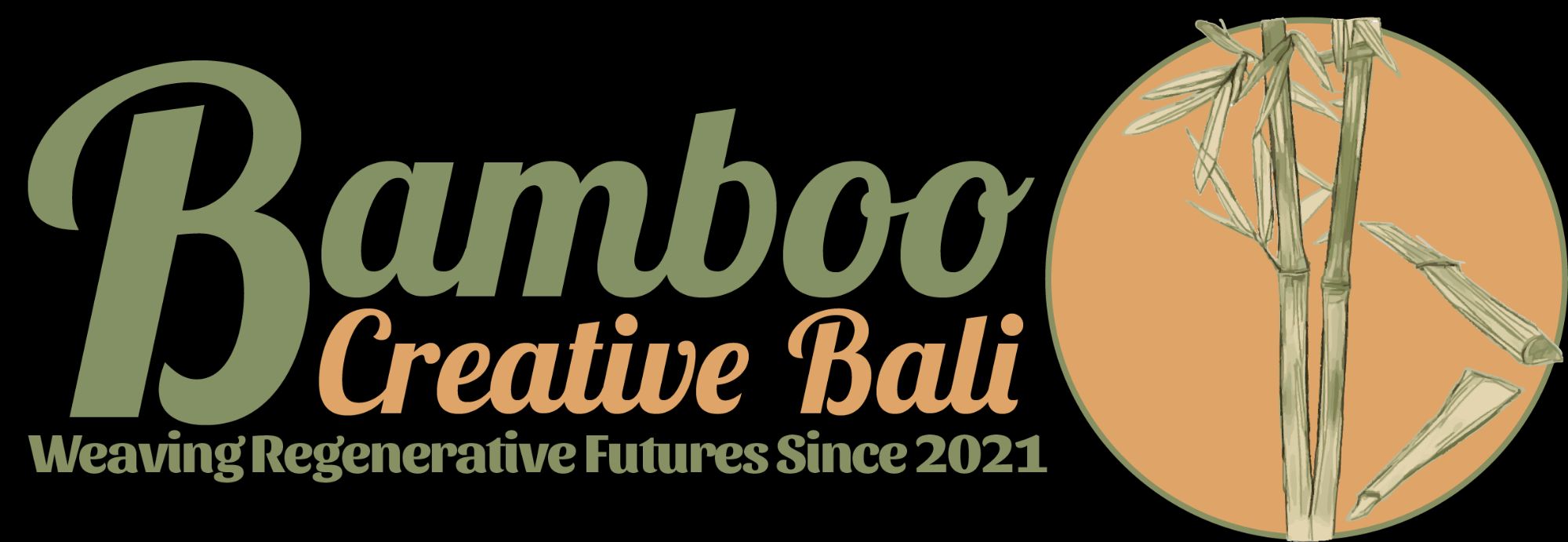 Bamboo Creative Bali logo featuring a stylised bamboo "b" in soft orange and green hues
